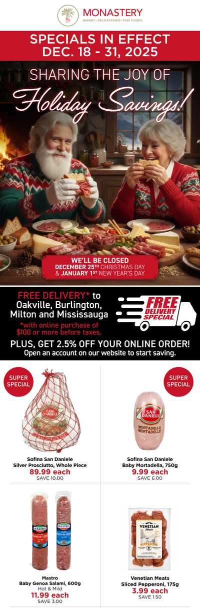 Monastery Bakery Flyer December 18 to 31