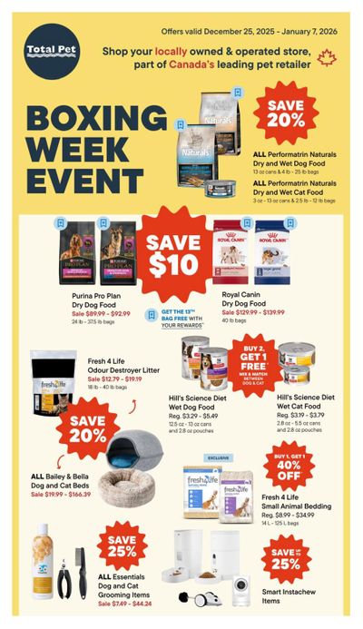 Total Pet Boxing Week Flyer December 25 to January 7