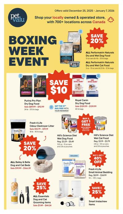 Pet Valu Boxing Week Flyer December 25 to January 7