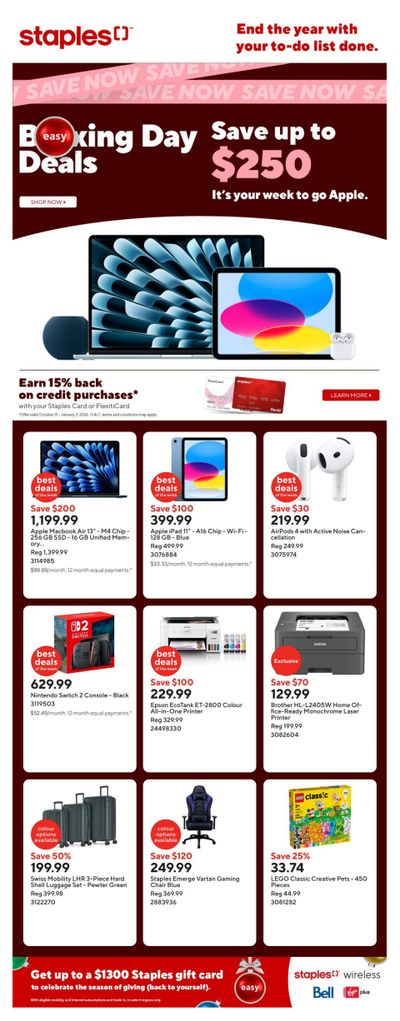 Staples Boxing Week Flyer December 25 to 30