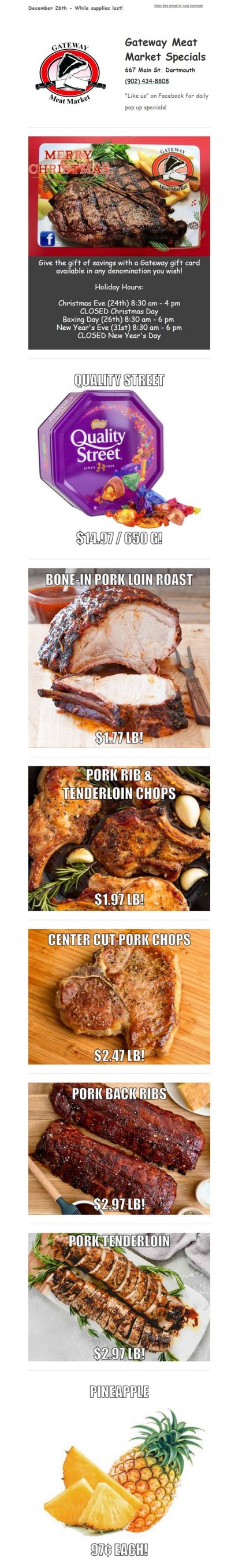 Gateway Meat Market Flyer December 26 to 31