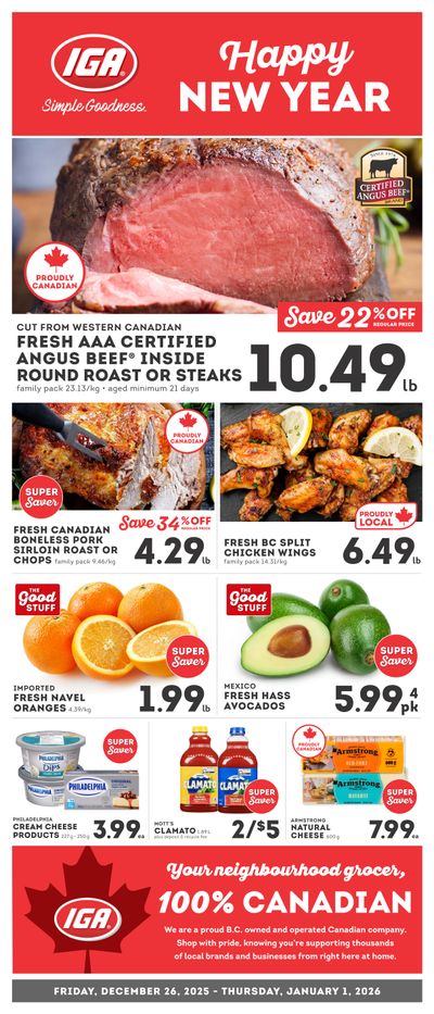 IGA Stores of BC Flyer December 26 to January 1