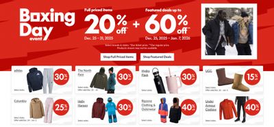 Sport Chek Canada Boxing Day 2025 Deals Sale: 20% off Full Priced Items + Featured Deals up to 60% off