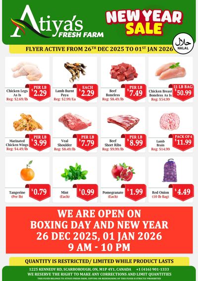 Atiya's Fresh Farm Flyer December 26 to January 1