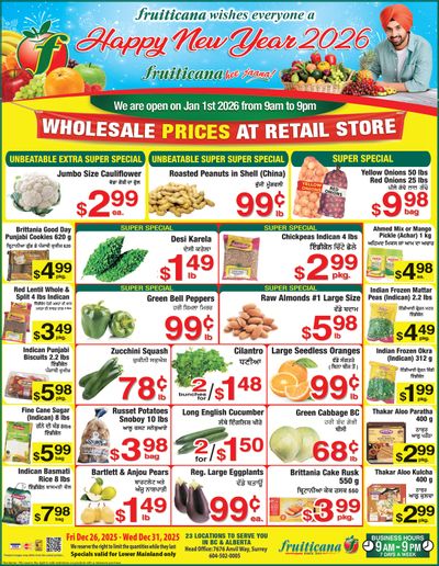 Fruiticana (Greater Vancouver) Flyer December 26 to 31