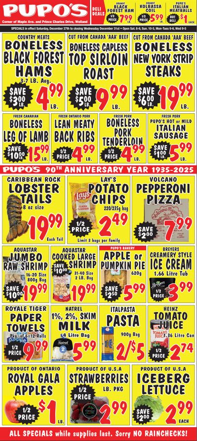 Pupo's Food Market Flyer December 27 to 31
