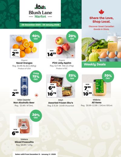 Blush Lane Organic Market Flyer December 28 to January 3