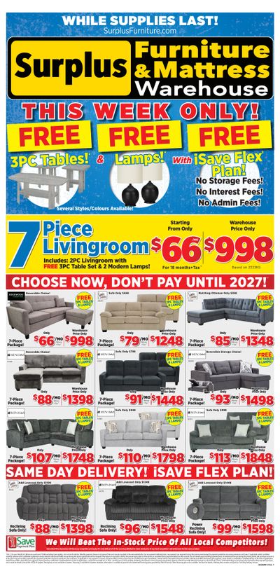 Surplus Furniture & Mattress Warehouse (St. John's, Corner Brook, Grand Falls Windsor) Flyer December 29 to January 4