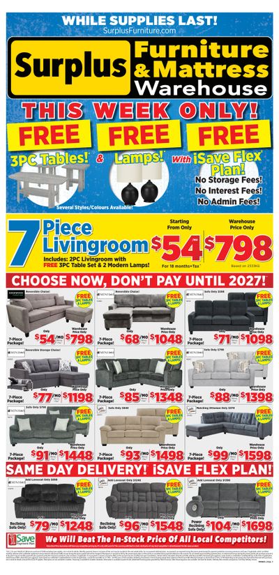 Surplus Furniture & Mattress Warehouse (S. ON) Flyer December 29 to January 4