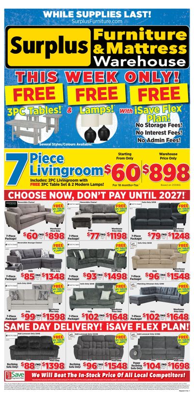 Surplus Furniture & Mattress Warehouse (Sault Ste Marie) Flyer December 29 to January 4