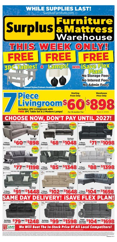 Surplus Furniture & Mattress Warehouse (Medicine Hat, Lethbridge) Flyer December 29 to January 4