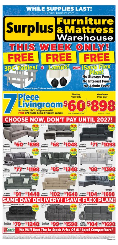 Surplus Furniture & Mattress Warehouse (Calgary, Edmonton) Flyer December 29 to January 4
