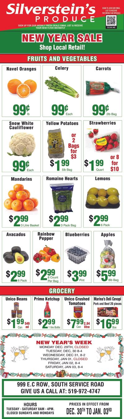 Silverstein's Produce Flyer December 30 to January 3