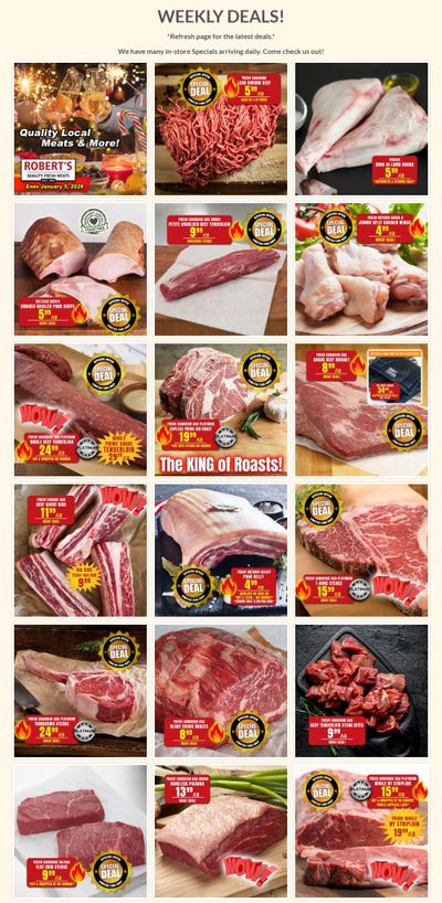 Robert's Fresh and Boxed Meats Flyer December 29 to January 5