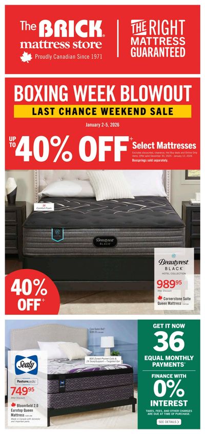 The Brick Mattress Store Flyer December 30 to January 12