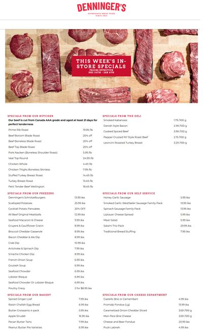 Denninger's Weekly Specials December 24 to January 6