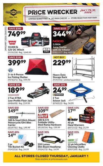 Princess Auto Price Wrecker Flyer January 1 to 31