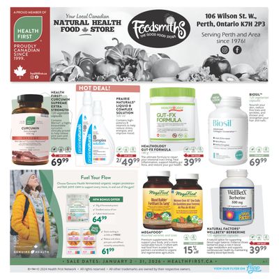 Foodsmiths Health First Flyer January 2 to 31