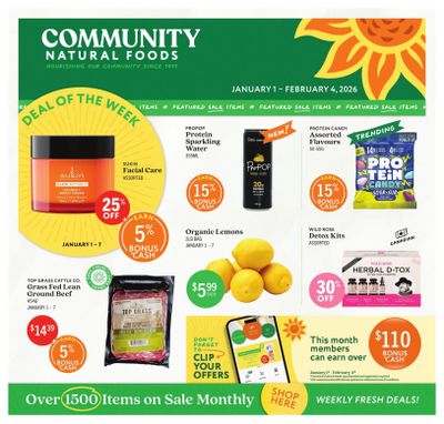 Community Natural Foods Flyer January 1 to February 4