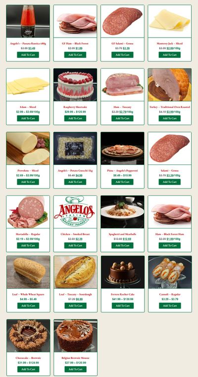 Angelo's Italian Bakery Monthly Specials January 1 to 31