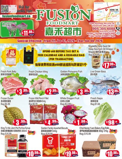 Fusion Supermarket (Unionville)  Flyer January 2 to 8