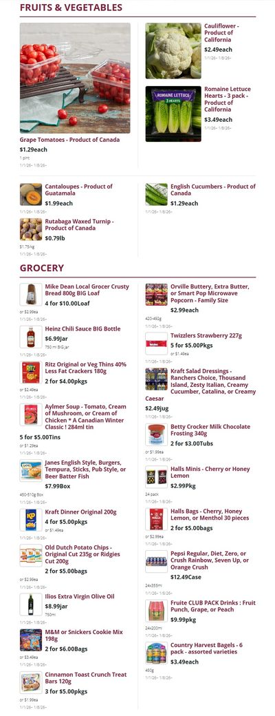 Mike Dean Local Grocer Flyer January 1 to 8