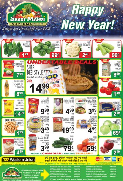 Sabzi Mandi Supermarket (Lower Mainland) Flyer January 2 to 7