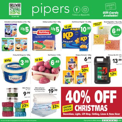 Pipers Superstore Flyer January 2 to 7