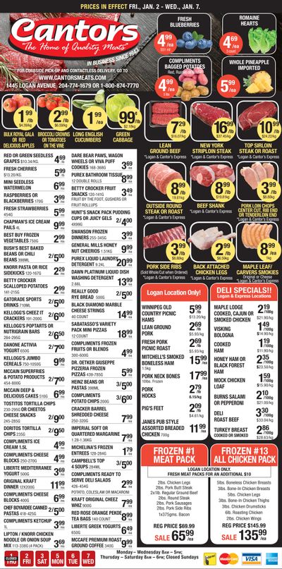 Cantor's Meats Flyer January 2 to 7