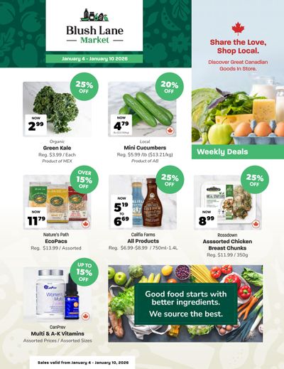 Blush Lane Organic Market Flyer January 4 to 10