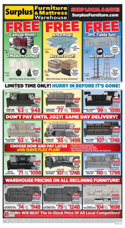 Surplus Furniture & Mattress Warehouse (St. John's, Corner Brook, Grand Falls Windsor) Flyer January 5 to 25