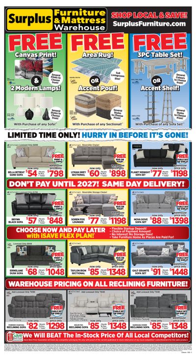 Surplus Furniture & Mattress Warehouse (S. ON) Flyer January 5 to 25