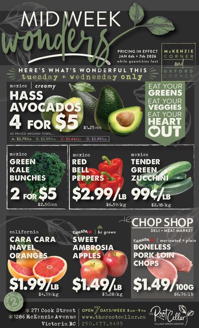 The Root Cellar Mid-Week Flyer January 6 and 7