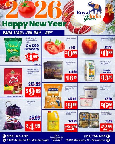 Royal India Grocers Flyer January 5 to 8