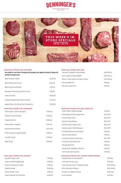 Denninger's Weekly Specials January 7 to 13