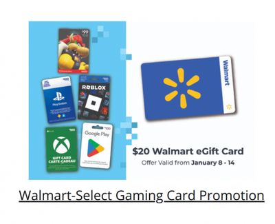 Walmart Canada: Get a $20 Walmart eGift Card When You Purchase Select Gaming Gift Cards January 8th – 14th