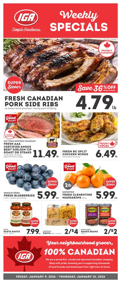 IGA Stores of BC Flyer January 9 to 15