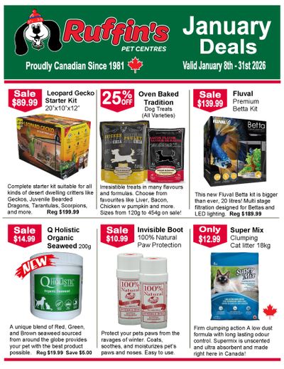 Ruffin's Pet Centre Flyer January 8 to 31