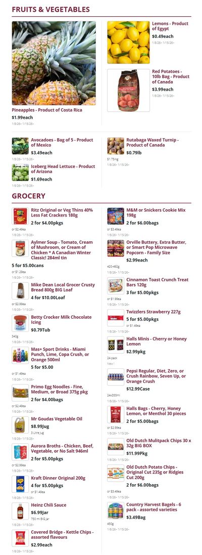 Mike Dean Local Grocer Flyer January 8 to 15