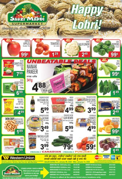 Sabzi Mandi Supermarket (Lower Mainland) Flyer January 9 to 14