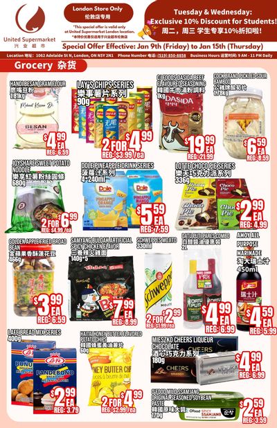 United Supermarket (London) Flyer January 9 to 15