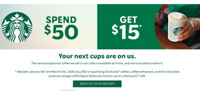 Starbucks At Home Canada: Spend $50 on Qualifying Products and Get a $15 Digital Card