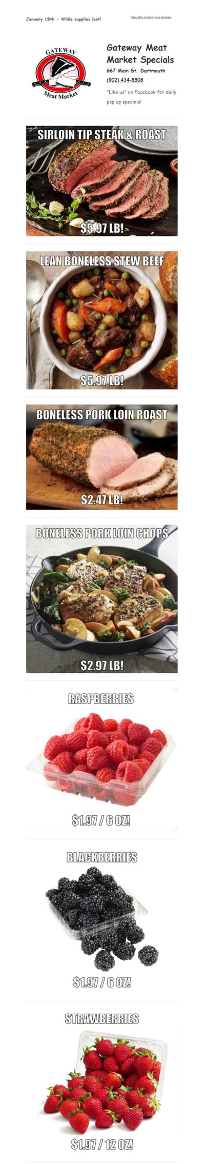 Gateway Meat Market Flyer January 15 to 21