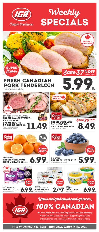IGA Stores of BC Flyer January 16 to 22