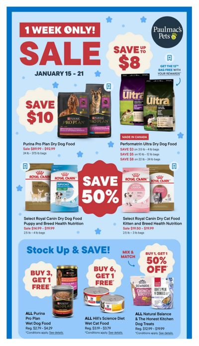 Paulmac's Pets Flyer January 15 to 21