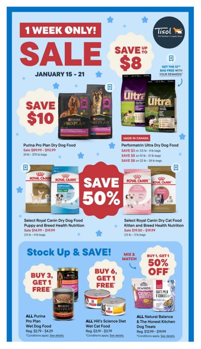 Tisol Pet Nutrition & Supply Stores Flyer January 15 to 21