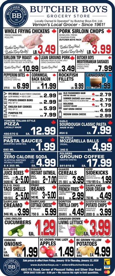Butcher Boys Grocery Store Flyer January 16 to 22