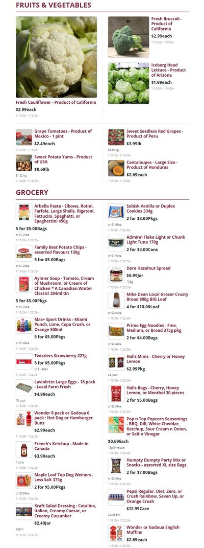 Mike Dean Local Grocer Flyer January 15 to 22