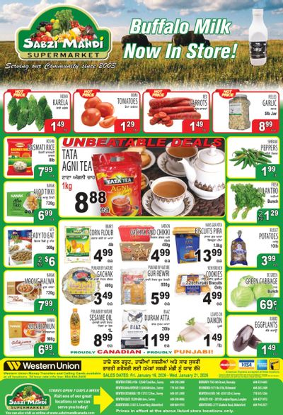 Sabzi Mandi Supermarket (Lower Mainland) Flyer January 16 to 21