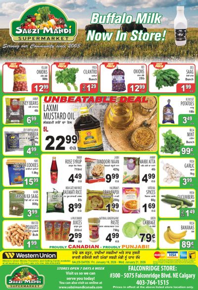 Sabzi Mandi Supermarket (Calgary) Flyer January 16 to 21